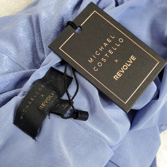 Revolve x Michael Costello | Blue Carol Knee Length Halter Dress - Picture 7 of 8